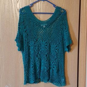 Teal Macrame Crop Top. Forever 21+